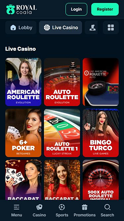Casino móvil con crupier en vivo Royal Coala
