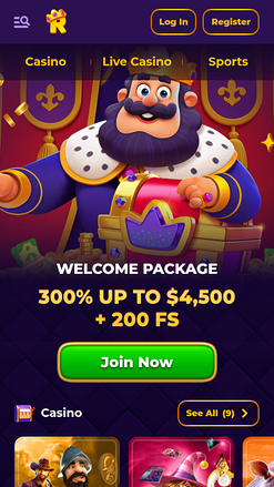 Royal Game Casino Mobile Homepage
