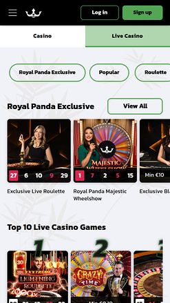 Casino mobile Royal Panda avec croupier en direct