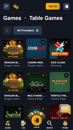 Jogos de mesa para celular do Royal Spinz Casino