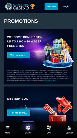 Promotions mobiles du casino Royal Swipe