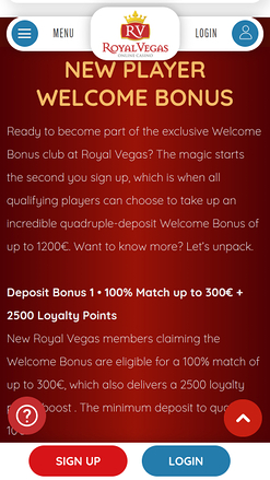 Promotions mobiles du casino Royal Vegas