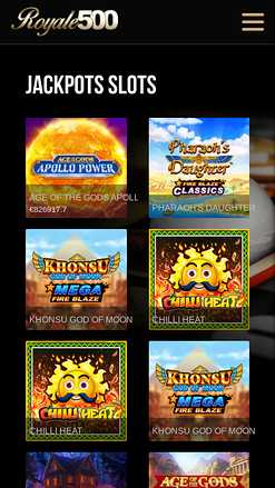 Jackpot mobile du casino Royale500