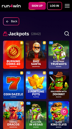 Jackpot mobile del casinò Run4Win