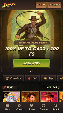 Page d'accueil du casino Sankra