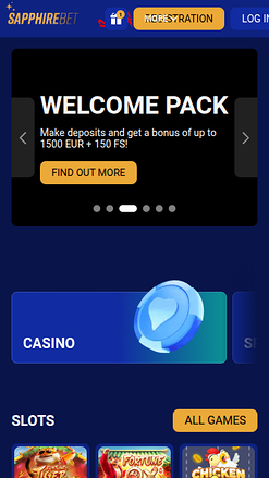 SapphireBet Casino Mobile Homepage