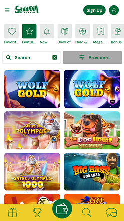 Jeux mobiles de Savanna Wins Casino