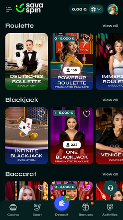 Savaspin Casino Mobile Live Dealer