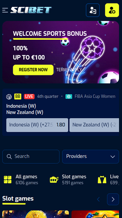Scibet Casino Homepage Mobile