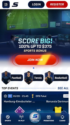 Scored Casino Mobile Homepage