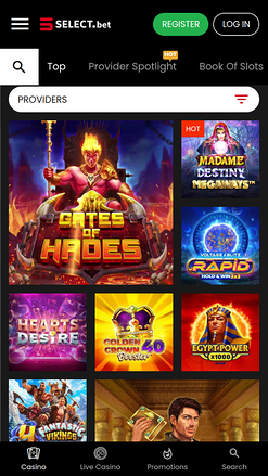 Jeux mobiles de casino SELECT.bet