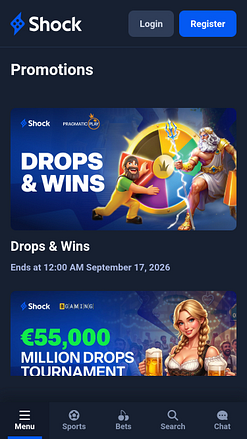 Мобильные акции Shock Casino