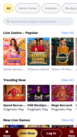 Casino mobile Shotz avec croupier en direct