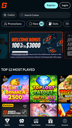 SIA Casino Mobile Homepage