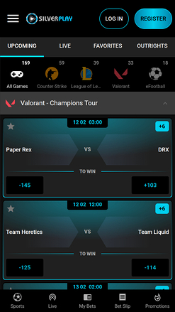 Deportes electrónicos de SilverPlay Casino en móvil