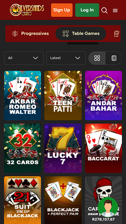 Jeux de table mobiles du casino Silversands