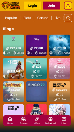 Bingo mobile du casino Simba Slots