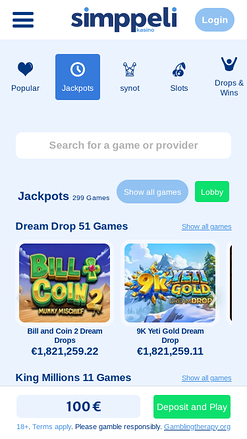 Jackpot mobile del casinò Simppeli