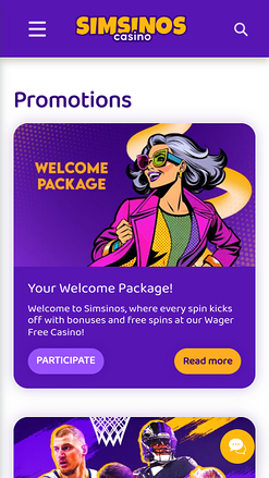 Promotions mobiles du casino Simsinos