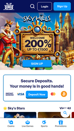 Sky Hills Casino Mobile-Startseite