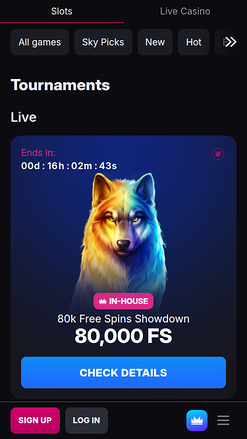 Tournois de Skycrown Casino sur mobile