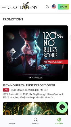 Promociones móviles del casino Slot Bunny