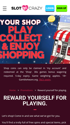 Tienda de Slot Crazy Casino móvil