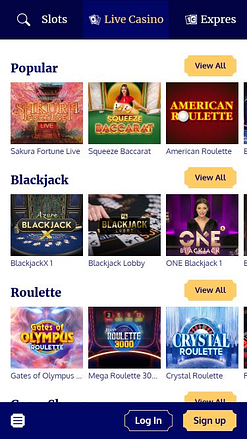 Crupier en vivo móvil de Slot Express Casino