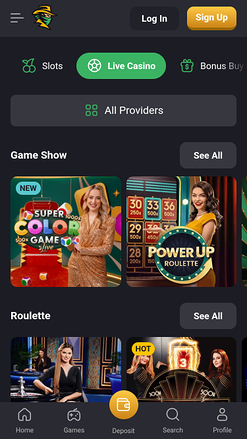 Croupier en direct de Slot Hunter Casino mobile