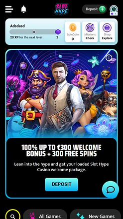 Slot Hype Casino Mobile Homepage