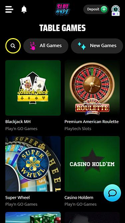 Slot Hype Casino Mobile Table Games