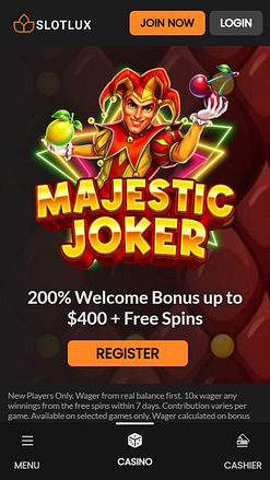 Página inicial do Slot Lux Casino para dispositivos móveis