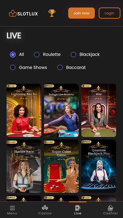 Croupiers en direct mobiles de Slot Lux Casino