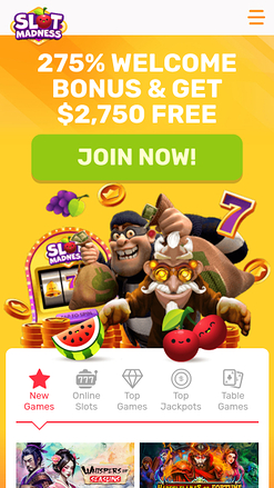 Мобильная главная страница Slot Madness Casino