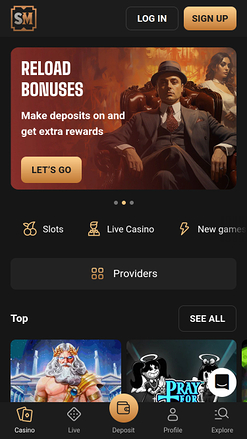 Page d’accueil mobile de SlotMafia Casino