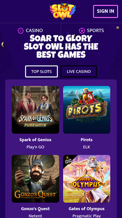 Jeux mobiles de Slot Owl Casino