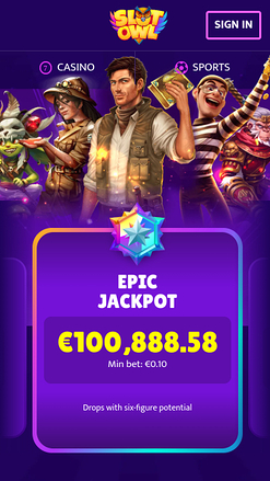 Jackpot mobile de Slot Owl Casino