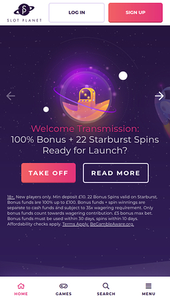 Slot Planet Casino Mobile Homepage