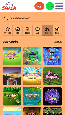 Jackpot mobile di Slot Shack Casino