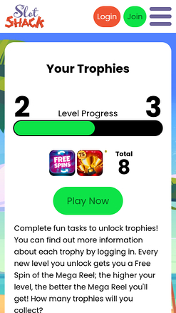 Trofei mobile di Slot Shack Casino