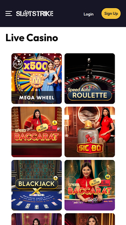 SlotStrike Casino mobile Live-Dealer