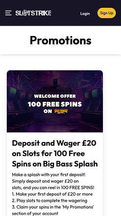 SlotStrike Casino mobile Aktionen
