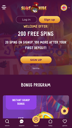 Promotions mobiles de SlotVibe Casino