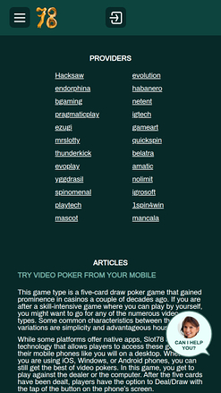 Desarrolladores de juegos móviles de Slot78 Casino