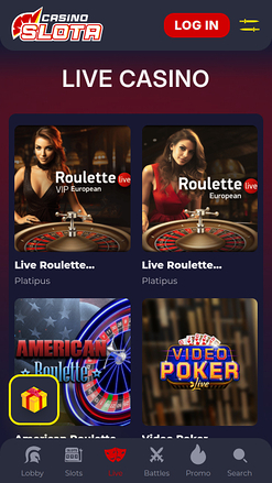 Croupier en direct mobile de Slota Casino