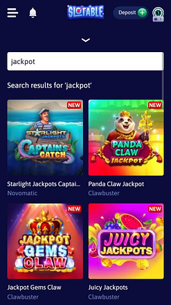 Jackpot móvel do Slotable Casino