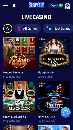 Dealer ao vivo para dispositivos móveis do Slotable Casino