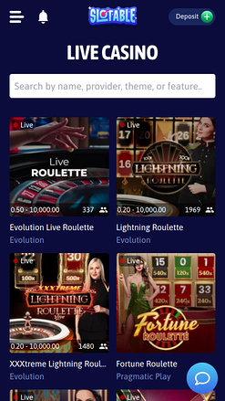 Casino mobile Slotable avec croupier en direct