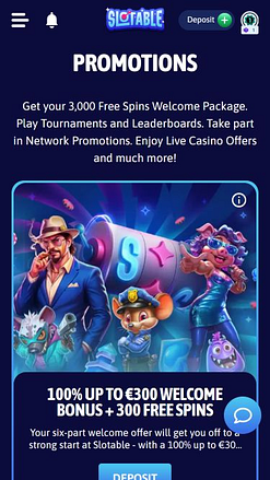 Promoções do Slotable Casino Mobile