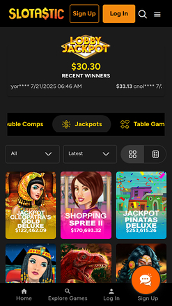 Jackpot mobile de Slotastic Casino